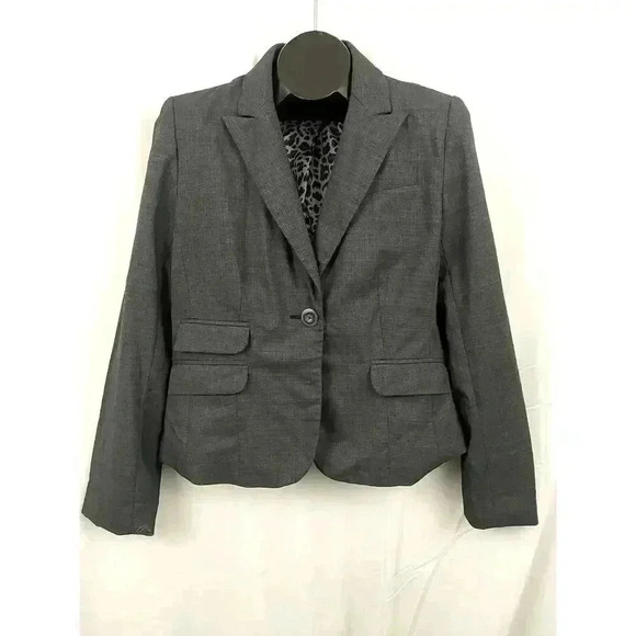Apt 9 Gray Plaid One Button Blazer Jacket Lined Sz 12 Business Wear - Picture 1 of 8